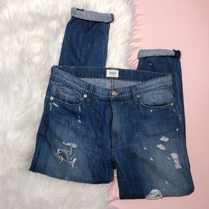 Hudson Jude Slouch Distressed Crop Jeans 25
